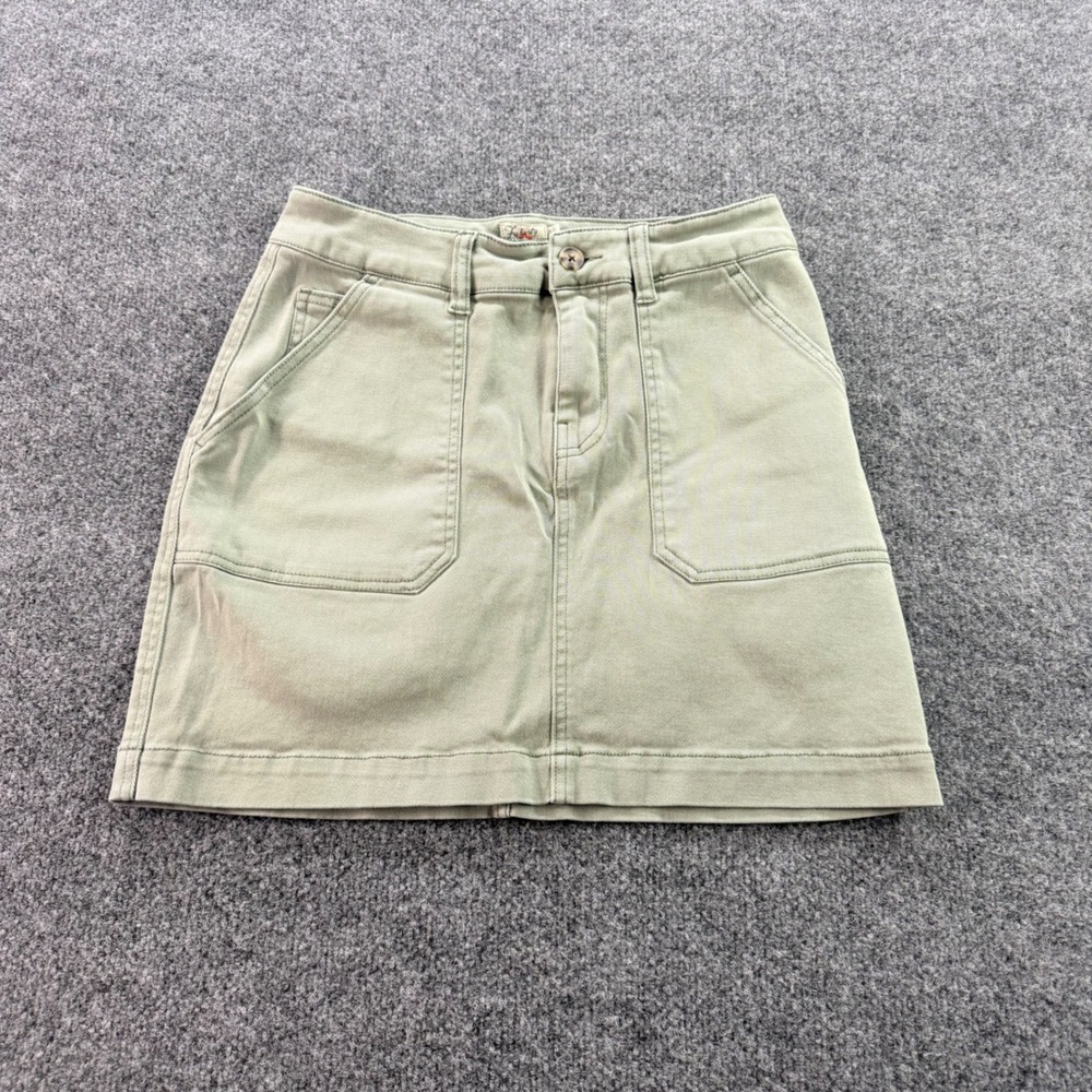Faherty Mini Skirt‎ Organic Cotton Utility Patch Pocket Sage Green Small Womens
